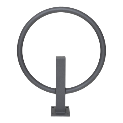 CITY-Anlehnbügel GIRO, Stahlrohr D 42 mm, Stahlfuss 70 x 70 mm, H x B 800 x 650 mm, zum Aufdübeln, feuerverzinkt und beschichtet DB 703
