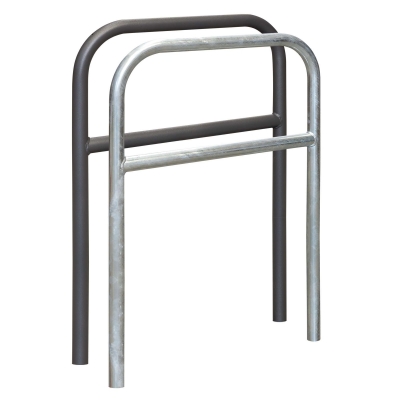CITY-Anlehnbügel SPRINT, Rundrohr 48/2 mm, gebogen, mit Knieholm, feuerverzinkt, zum Einbetonieren, Höhe: 1.100 mm, Breite: 800 mm