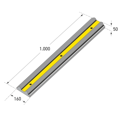 Anfahrpuffer, Laderampenschutz, Gummi, gelb-schwarz, L 1.000 x H 160 x T 50 mm, inklusive Befestigungsmaterial (3 x Durchsteckanker M8 x 120 mm)