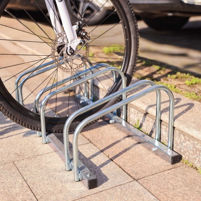 CITY-Fahrradständer BASIC, 3 Einstellplätze, B 780 x T 370 x H 260 mm, einseitiges Einstellen, galvanisch verzinkt, inklusive Montagematerial (unmontiert)