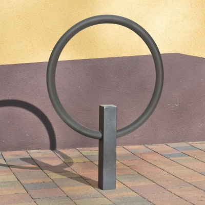 CITY-Anlehnbügel GIRO, Stahlrohr D 42 mm, Stahlfuss 70 x 70 mm, H x B 1100 x 650 mm, zum Einbetonieren, feuerverzinkt und beschichtet DB 703
