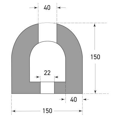 Anfahrpuffer, Laderampenschutz, Gummi, schwarz, L 900 x H 150 x T 150 mm, mit integrierter Stahlverstärkung, inklusive Befestigungsmaterial