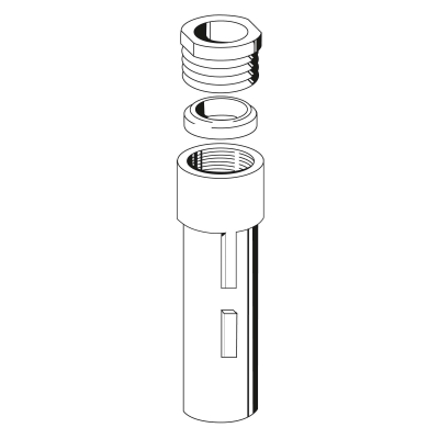 Bodenhülse aus Grauguss, mit Gewinde- und Klemmring, für Rohre D 60 mm, L 300 mm, Innengewinde 60 mm