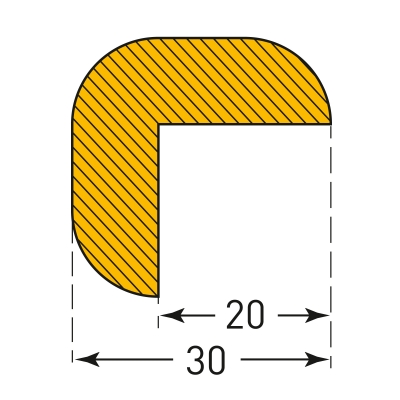 MORION Prallschutz, Winkelform, Kantenschutz 30/30 mm, gelb/schwarz, magnetisch, Länge: 1000 mm