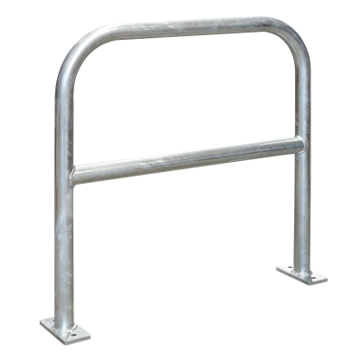 CITY-Anlehnbügel SPRINT, Rundrohr 48/2 mm, gebogen, mit Knieholm, feuerverzinkt, zum Aufdübeln mit Bodenplatte (160 x 70 x 10 mm, 2 Bohrungen), Höhe: 800 mm, Breite: 800 mm