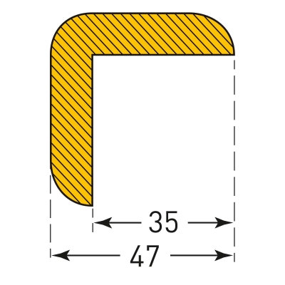 MORION Prallschutz, Winkelform, Kantenschutz 47/47 mm, gelb/schwarz, selbstklebend, Länge: 1000 mm