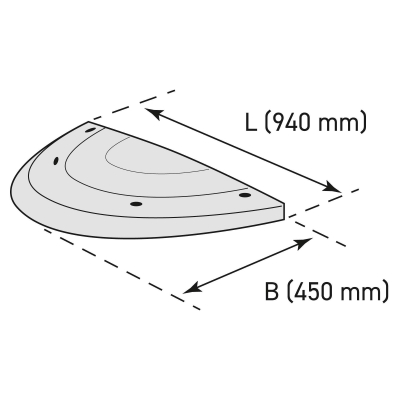 SafeRide 70, Fahrbahnschwelle, 1 Abschlusselement mit Zapfen, schwarz, 940/450/70 mm (L/B/H)