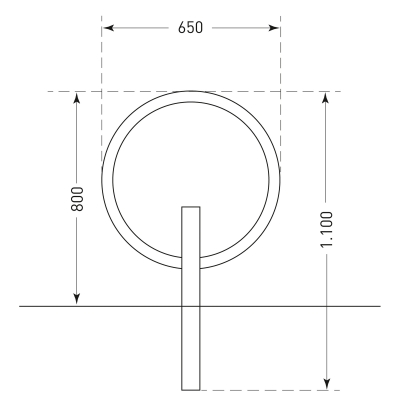 CITY-Anlehnbügel GIRO, Stahlrohr D 42 mm, Stahlfuss 70 x 70 mm, H x B 1100 x 650 mm, zum Einbetonieren, feuerverzinkt und beschichtet DB 703