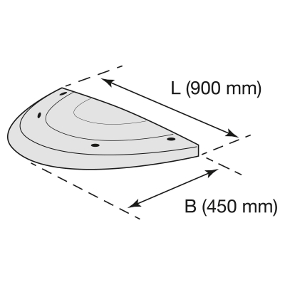 SafeRide 50, Fahrbahnschwelle, 1 Abschlußelement mit Nut, schwarz, 900/450/50 mm (L/B/H)