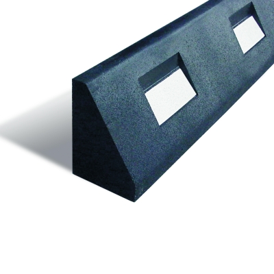 GAMMA Elastikbordstein schwarz, weiß reflektierend, 150/100/1250 mm, mit 4 Bohrungen und Befestigungsdübeln