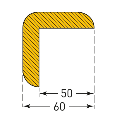 MORION Prallschutz, Winkelform, Kantenschutz 60/60 mm, gelb/schwarz, selbstklebend, Länge: 1000 mm