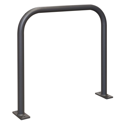 CITY-Anlehnbügel SPRINT, Rundrohr 48/2 mm, gebogen, ohne Knieholm, feuerverzinkt und in DB 703 beschichtet, zum Aufdübeln mit Bodenplatte (160 x 70 x 10 mm, 2 Bohrungen), Höhe: 800 mm, Breite: 800 mm