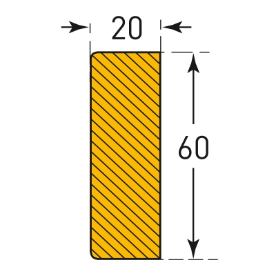 MORION Prallschutz, Rechteck, Flächenschutz 20/60 mm, gelb/schwarz, magnetisch, Länge: 1000 mm