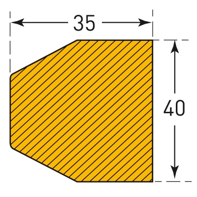 MORION Prallschutz, Trapezform, Flächenschutz 40/35 mm, gelb/schwarz, selbstklebend, Länge: 1000 mm