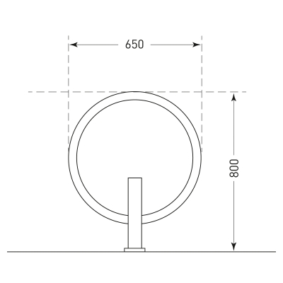 CITY-Anlehnbügel GIRO, Stahlrohr D 42 mm, Stahlfuss 70 x 70 mm, H x B 800 x 650 mm, zum Aufdübeln, feuerverzinkt