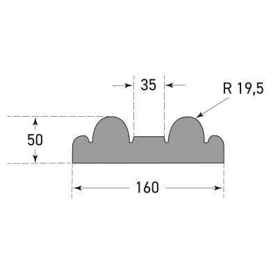 Anfahrpuffer, Laderampenschutz, Gummi, gelb-schwarz, L 1.000 x H 160 x T 50 mm, inklusive Befestigungsmaterial (3 x Durchsteckanker M8 x 120 mm)