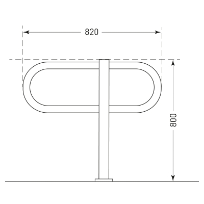 CITY-Anlehnbügel TOUR, Stahlrohr D 48 mm, Stahlfuss 160 x 140 mm, H x B 800 x 820 mm, zum Aufdübeln, feuerverzinkt und beschichtet DB 703