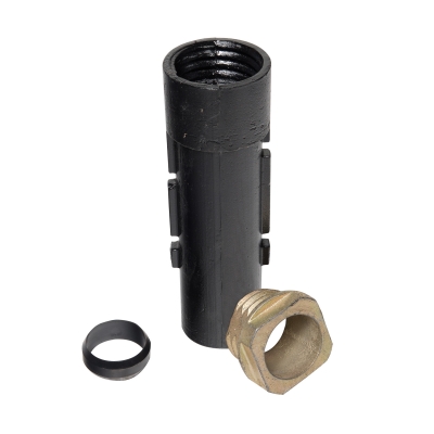 Bodenhülse aus Grauguss, mit Gewinde- und Klemmring, für Rohre D 60 mm, L 300 mm, Innengewinde 60 mm