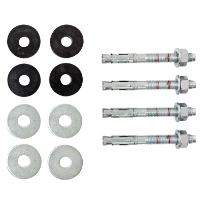 Durchsteckanker FLEX (M12/110), mit Gummipuffern (40 mm), Unterlegscheiben (M12 DIN 440) und Muttern, für Betonböden, 4er-Set