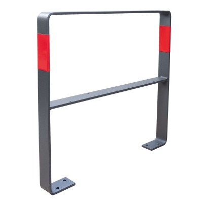 CITY Anlehnbügel GILA, zum Aufdübeln, gebogener Flachstahl, feuerverzinkt, DB703 beschichtet, mit Knieholm, mit Reflexstreifen