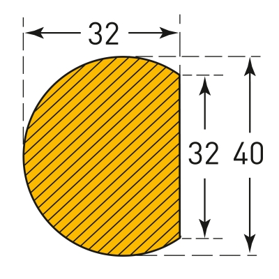 MORION Prallschutz, Kreis, Flächenschutz 40/32 mm, gelb/schwarz, magnetisch, Länge: 1000 mm