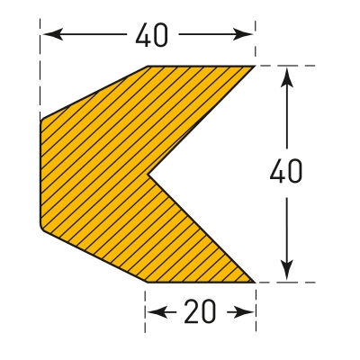 MORION Prallschutz, Trapezform, Kantenschutz 40/40 mm, gelb/schwarz, magnetisch, Länge: 1000 mm
