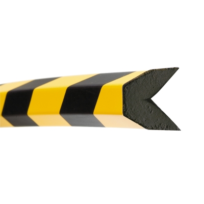 MORION Prallschutz, Trapezform, Kantenschutz 40/40 mm, gelb/schwarz, magnetisch, Länge: 1000 mm