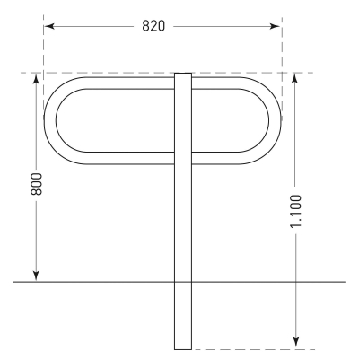 CITY-Anlehnbügel TOUR, Stahlrohr D 48 mm, Stahlfuss 160 x 140 mm, H x B 1100 x 820 mm, zum Einbetonieren, feuerverzinkt