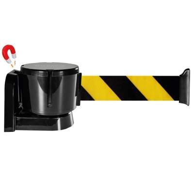 MORION Wandgurt magnetisch, Gurtband gelb/schwarz schraffiert, Gurtlänge 12 m