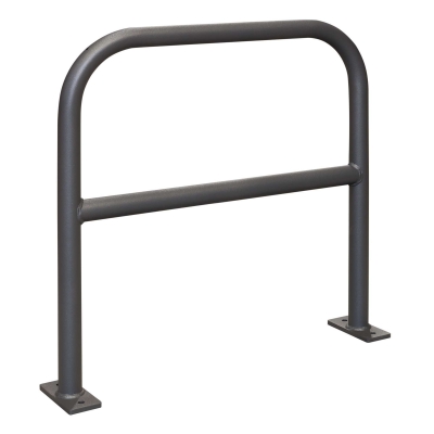CITY-Anlehnbügel SPRINT, Rundrohr 48/2 mm, gebogen, mit Knieholm, feuerverzinkt und in DB 703 beschichtet, zum Aufdübeln mit Bodenplatte (160 x 70 x 10 mm, 2 Bohrungen), Höhe: 800 mm, Breite: 800 mm